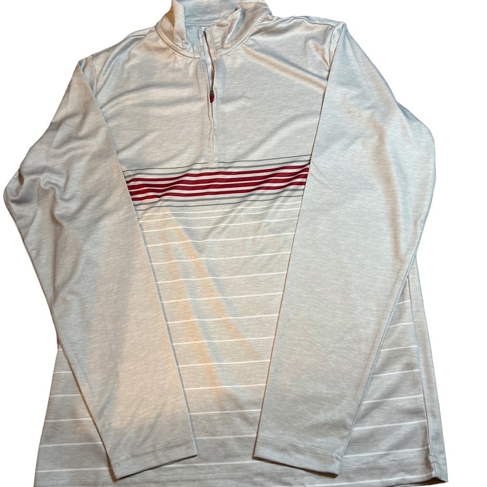 Antigua Gray and Red Long Sleeve Shirt